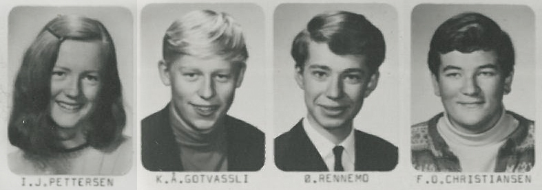 Inger Johanne Pettersen, Kjell-Åge Gotvassli, Øystein Rennemo og Frank Christiansen var unge og lovende i 1969.