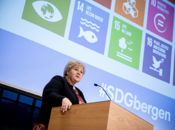9. februar 2018: Statsminister Erna Solberg deltar på SDG-konferansen for universitetene på Universitetet i Bergen. Foto: Eivind Senneset, UiB