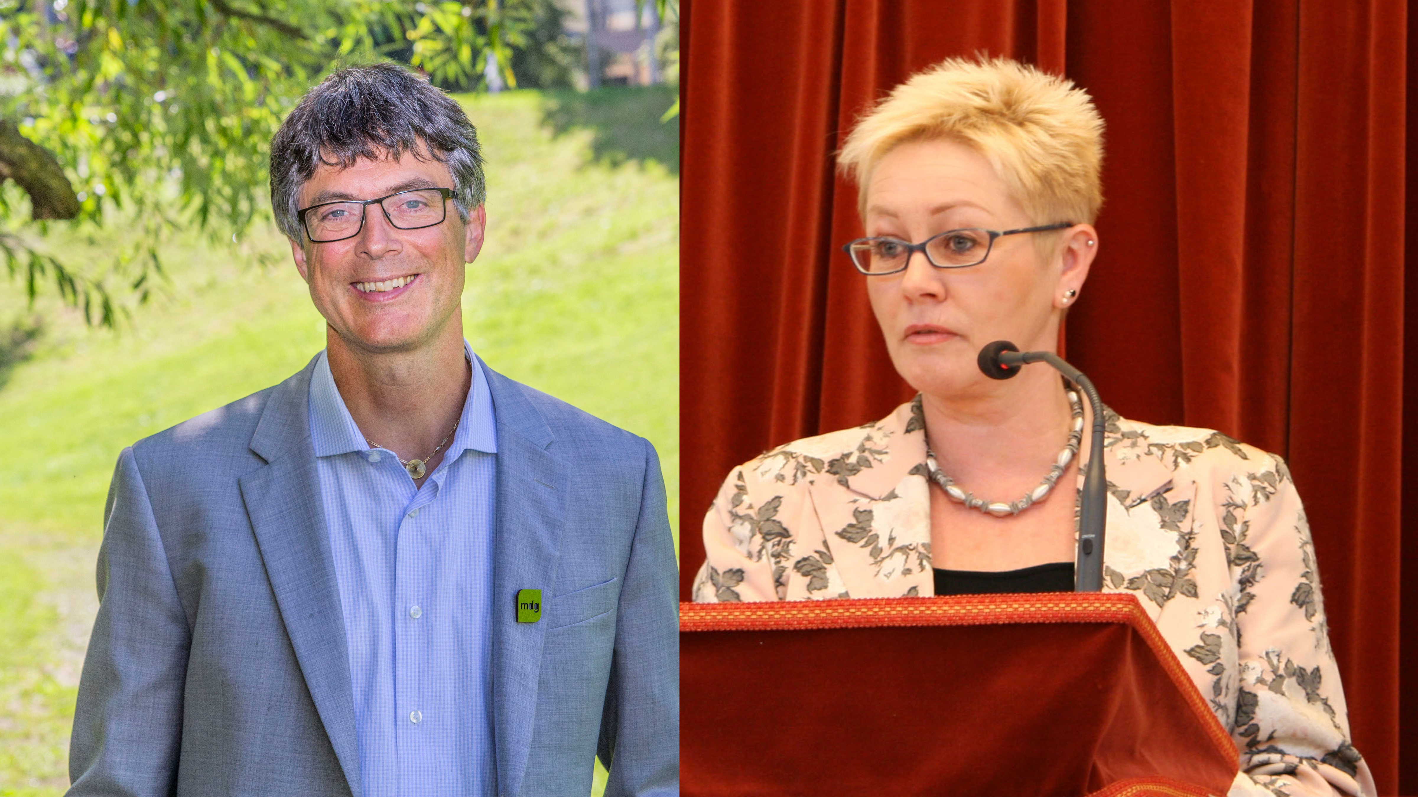 Per Espen Stoknes (Foto: MDG) og Anne Lise Ryel (Foto: Kjetil Ree CC BY-SA 3.0) skal sitte i to av EUs fem paneler som skal avgjøre hovedmålene for det neste rammeprogrammet.