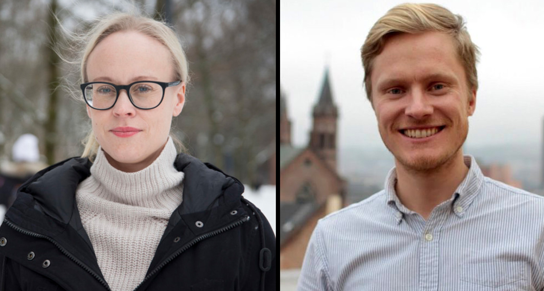 Ingrid Lossius Falkum, leder i Akademiet for yngre forskere og Bjørn Kristian Danbolt, generalsekretær i Akademiet for yngre forskere