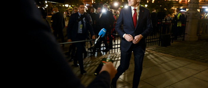 Ap-leder Jonas Gahr Støre ankommer Stortinget til partilederdebatt. Foto: Annika Byrde / NTB